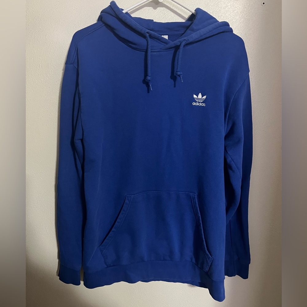 ADIDAS Classic Trefoil Essentials Fleece Hoodie Royal Blue & White Women's Sz M